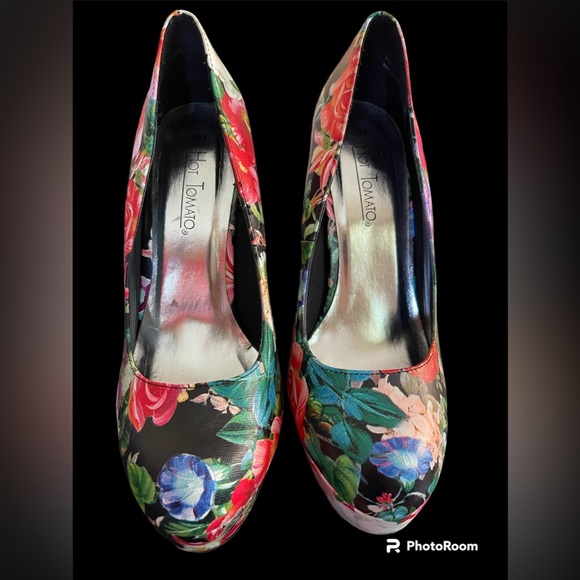 Hot Tomato floral print heels, size 8M - Picture 1 of 5